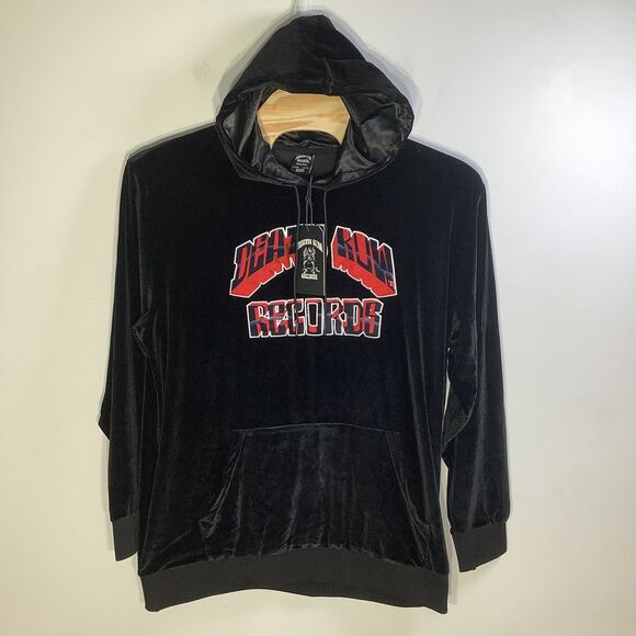 Death Row Records Mens 3D Core Velvet Velour Hoodie Black Size 4XL NWT - Picture 2 of 7